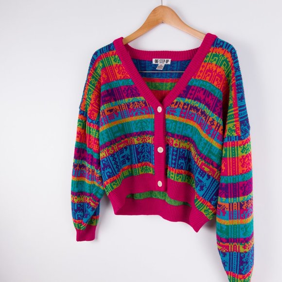 COPY - 🌈 VTG Retro Colorsplash Cropped Knit Cardigan - Picture 13 of 16